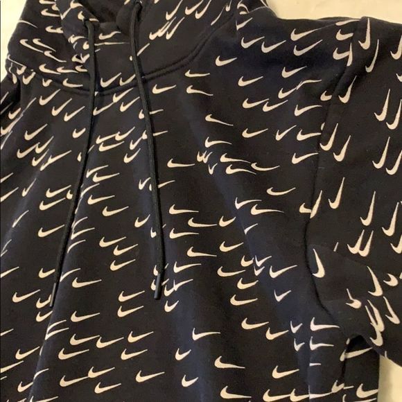 Nike black all over check mark hoodie size XS - Picture 3 of 10